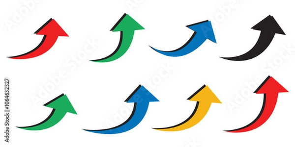 Fototapeta Curved arrow icon vector set. Collection of colorful right direction arrows symbol design.