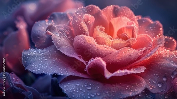Fototapeta Close-up of a Pink Rose with Dew Drops