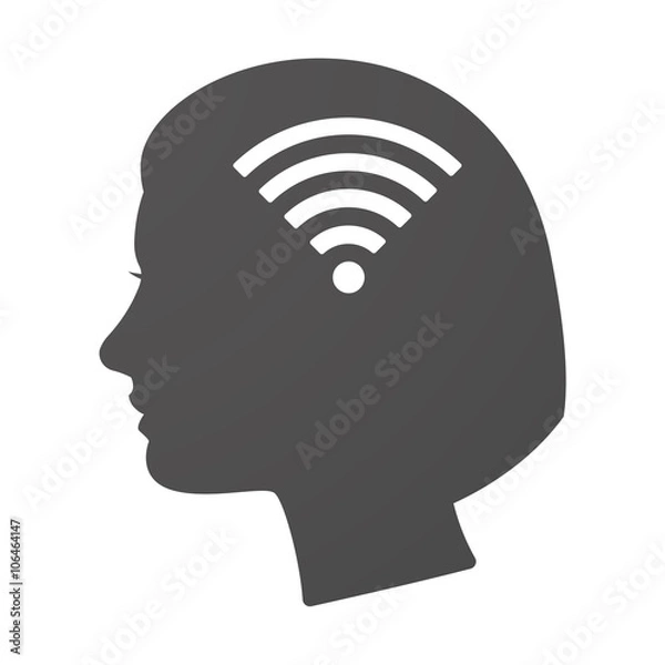 Fototapeta Isoalted female head icon with a radio signal sign