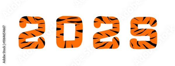 Obraz 2025. orange numbers with black stripes on white background