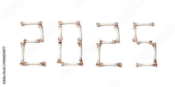 Obraz 2025 figures of year made up of chicken bones