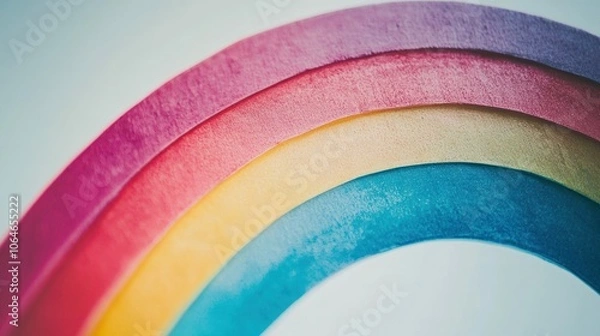 Fototapeta Simple, colorful rainbow arc isolated against white, focusing on clarity and vibrancy