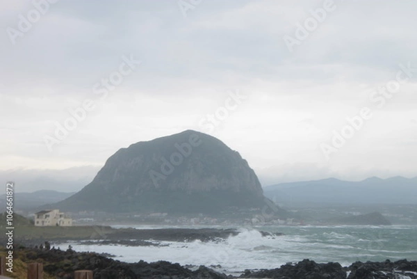 Obraz 비오는 제주도 바다