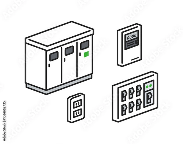 Fototapeta 電気設備イラストセット