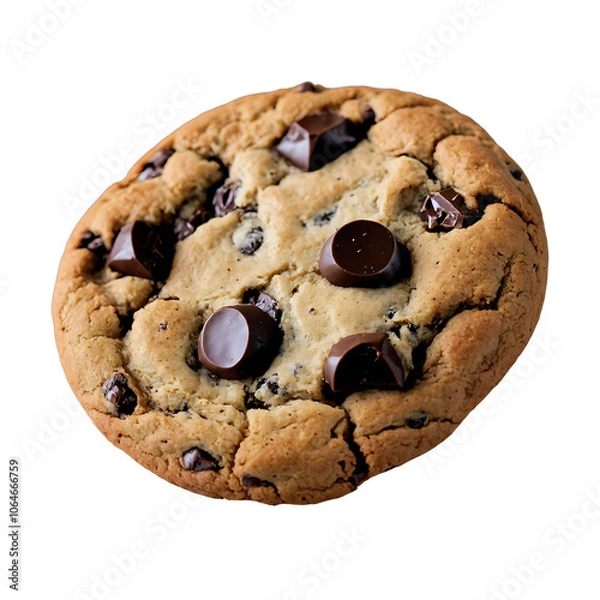 Fototapeta Delicious Chocolate Chip Cookie Isolated on White Background Perfect for Bakery Menus and Dessert Promotions
