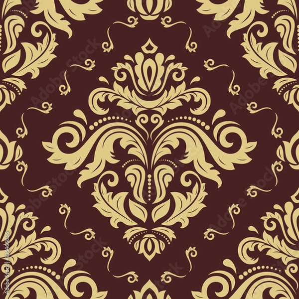 Fototapeta Seamless oriental ornament in the style of baroque. Traditional classic vector golden pattern