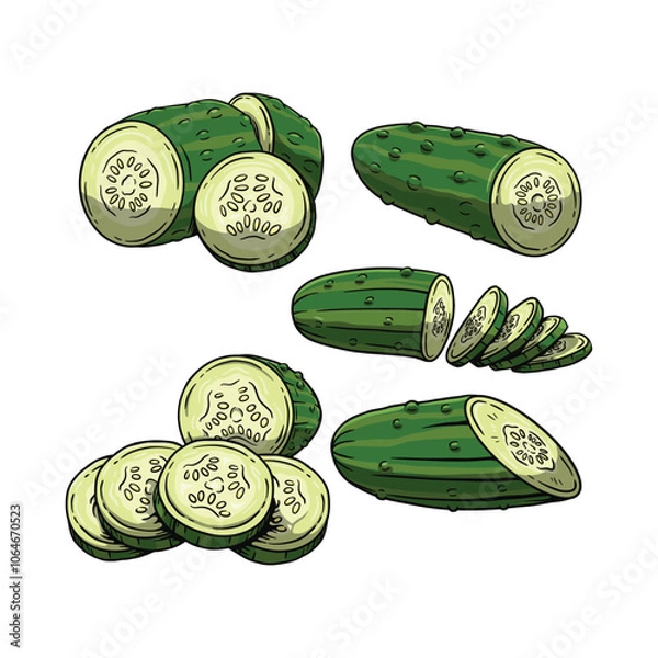 Obraz Cucumber vector illustration hand drawn style