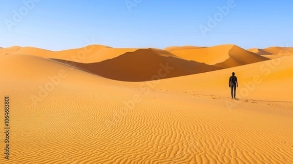 Obraz Person Standing Against Towering Sand Dunes