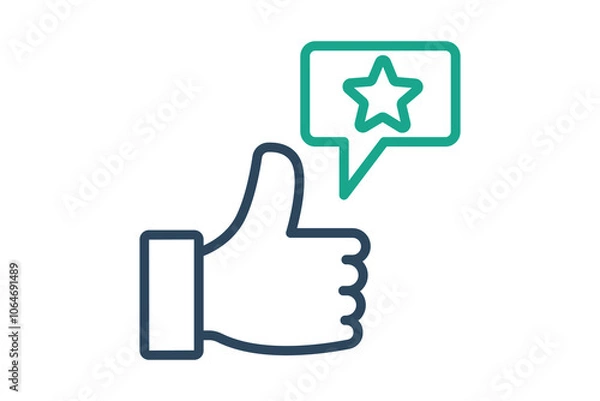 Fototapeta Appreciation icon. line icon style. thumb with chat and star. icon related to motivation. success elements vector illustration