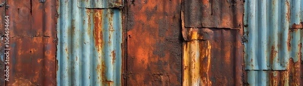 Fototapeta Rusted and Weathered Corrugated Metal Panel