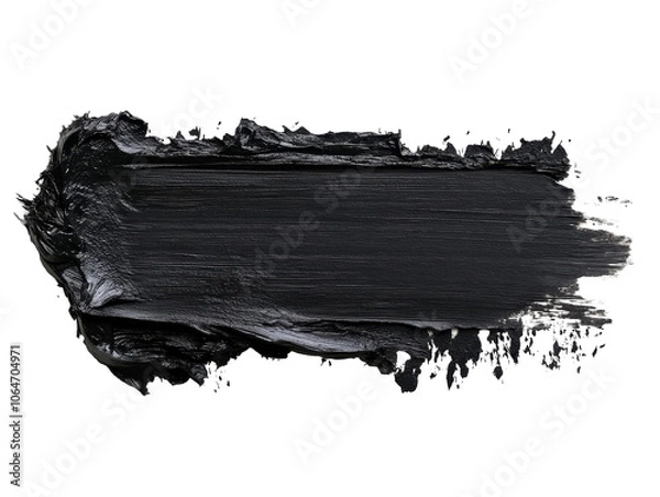 Fototapeta Black paint stroke on white backdrop, bold artistic expression, emphasizing contrast and texture, ideal for design and creative projects.