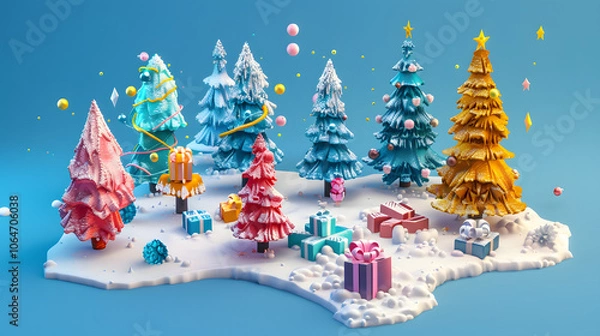 Obraz Tinsel isometric Cartoon 3D