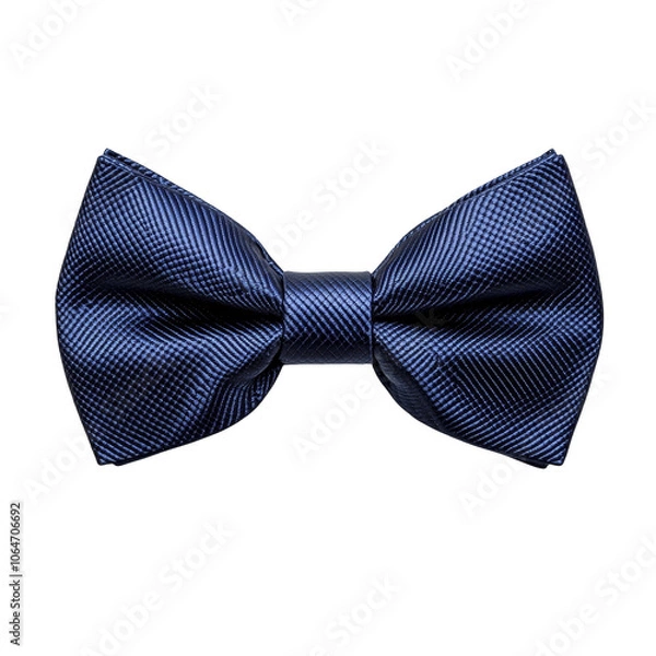 Fototapeta Classic blue bowtie with precise folds, elegantly showcased against a clean background, perfect for formal occasions and stylish attire.