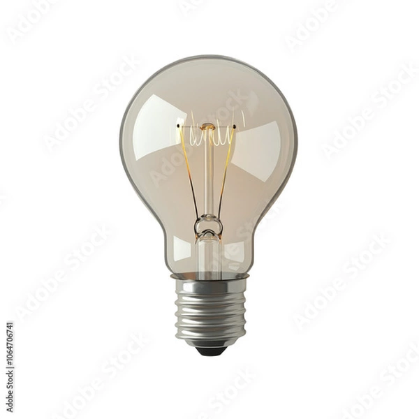 Fototapeta Classic lightbulb with glowing filament, warm illumination, vintage design, isolated on clean background, inviting ambiance