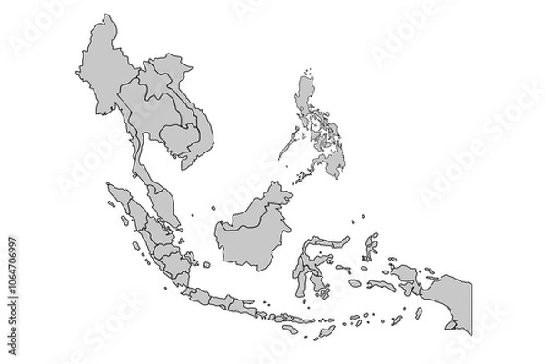 Fototapeta Southeast Asia Country for website layouts,background,education, precise,customizable,Travel worldwide,map silhouette backdrop,earth geography, political,reports.Vector illustration map