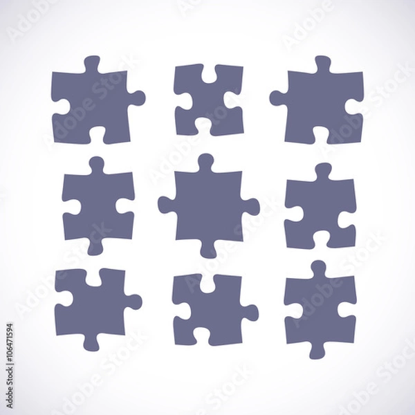 Fototapeta Set of puzzle pieces in a flat design, vector illustration