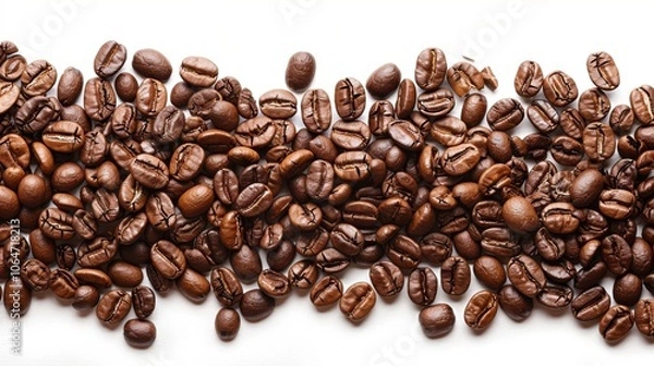 Fototapeta A pile of coffee beans on a white background. Generative AI
