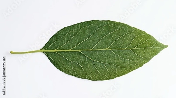 Fototapeta Simple leaf illustration on a clean white background featuring basic shapes to represent a classic botanical design