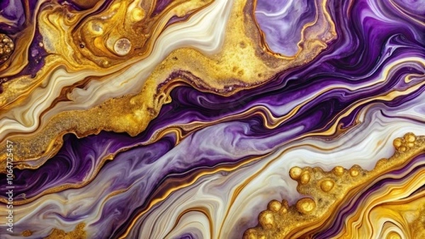 Fototapeta Marble abstract background with golden and purple liquid texture, marble, abstract, background, gold, purple, pattern