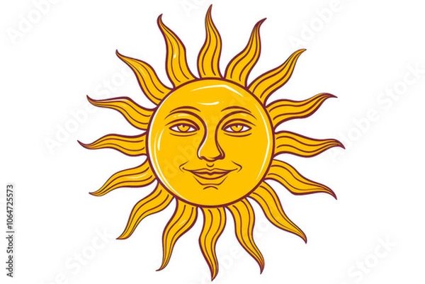 Fototapeta Sun Cartoon Illustration. Sun Symbol Face on White Background. Generative AI