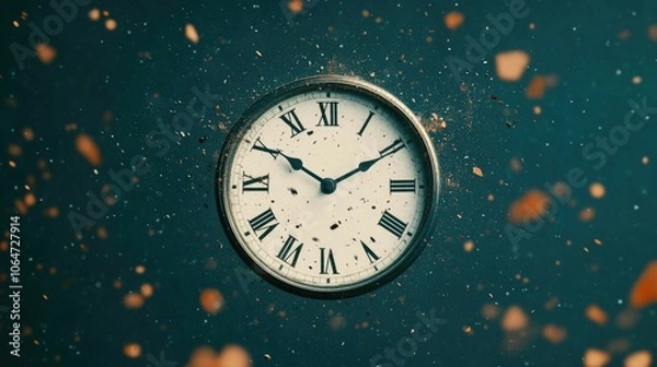 Fototapeta Vintage analog clock with its hands spinning out of control symbolizing the chaos and turmoil of a market crash deep depth of field