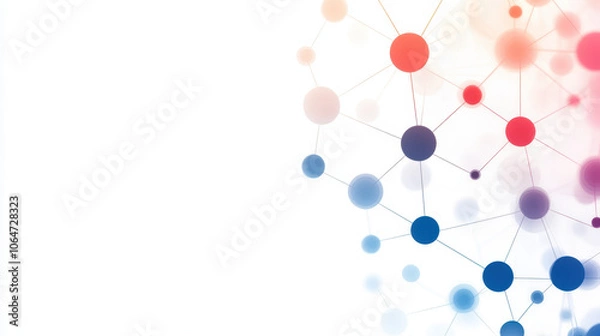 Obraz Abstract network design with colorful nodes and connections, representing technology and communication
