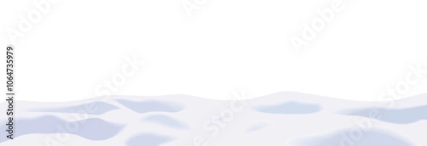Fototapeta Christmas winter vector illustration of empty snowbanks field. Snow landscape, frozen hills, and snowdrifts decoration isolated on a transparent background