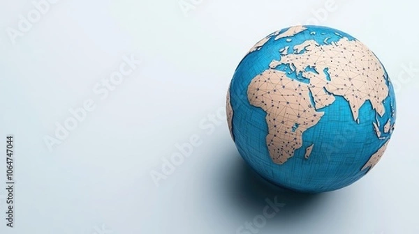 Fototapeta A detailed globe showcasing the continents and oceans, highlighting geographical features on a clean, light background.