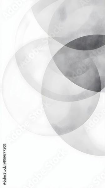 Obraz A minimalist background with faint, overlapping circles in shades of grey on a white background, adding a touch of geometry.