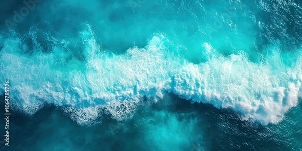 Fototapeta surface waves on the beach, Blue sea surface, water wave surface, blue water wave, top view	
