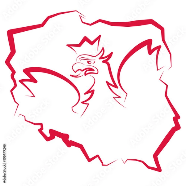 Obraz Mapa Polski z orłem