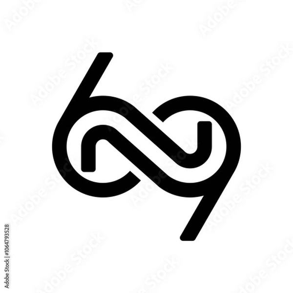 Fototapeta number 69 and initials letter N infinity logo design inspiration