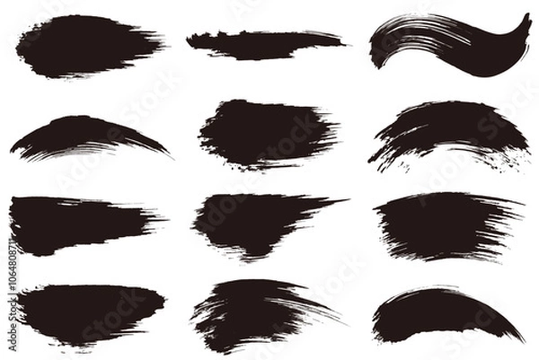 Obraz 黒色の筆で描いた和風のベクター背景素材