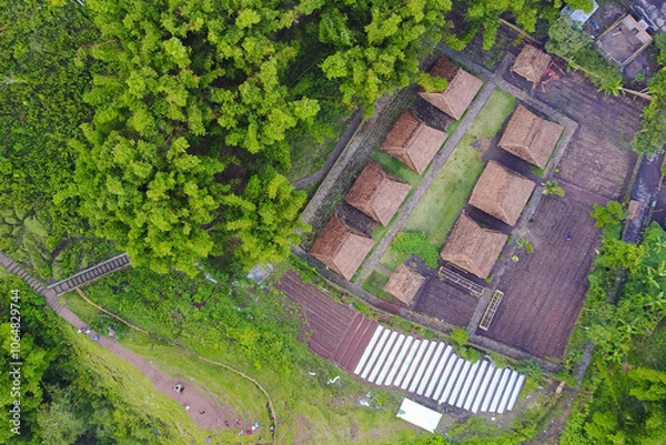 Fototapeta traditional village of Lombok island aerial view