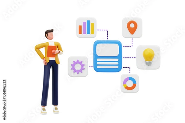 Obraz Business planning and task management 3d illustration. Business leader setting business target 3d illustration
