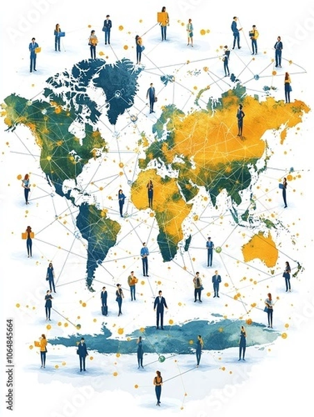 Fototapeta a world map showing the interconnectedness of people and cultures
