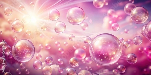 Fototapeta Elegantly pink bubbles floating through a magical journey , pink, elegance, bubbles, journey, abstract, soft, delicate
