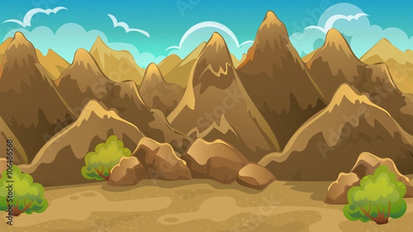 Obraz Background Of Mountains And Shrub