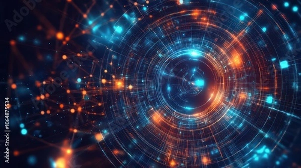 Fototapeta Futuristic backgrounds with glowing grids and geometric patterns for digital art. Illustrations