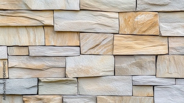 Fototapeta Seamless Light Brown Stone Wall Pattern with Natural Details