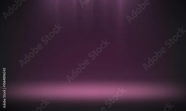 Fototapeta Empty Black, purple and pink studio background. Abstract gradient black background. black and pink wall room with spotlights. Space for selling products on the website. Vector illustration.