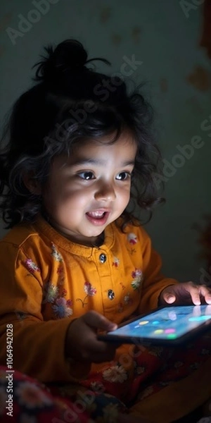 Obraz Happy and under privilege kids and groups are reading books with mobile tab, washing hands,  super hero kids