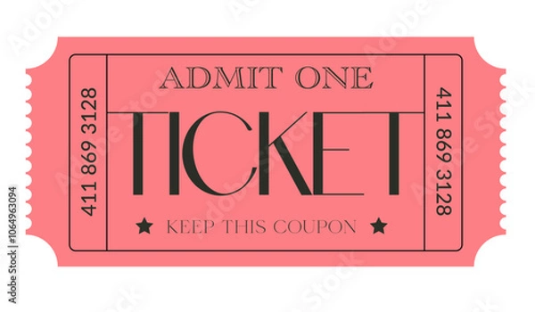 Fototapeta Ticket design, Ticket design template., Admit one ticket, illustration of a ticket, Coupon template, Vintage ticket