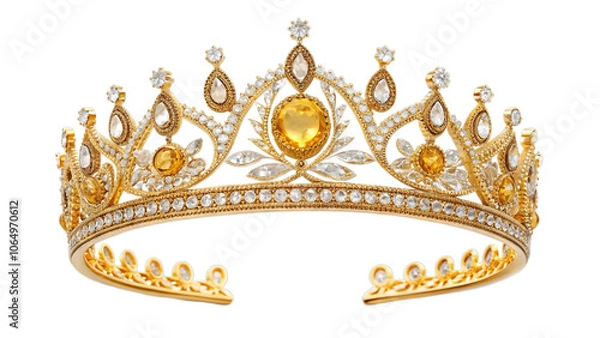 Obraz Golden Crown with Gemstones: A Symbol of Royalty and Heritage