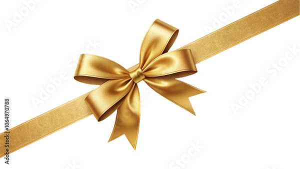 Obraz Golden Bow with Ribbon: Elegant Gift Wrapping Design