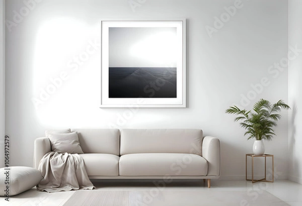 Fototapeta Mock up poster frame on Walls in interior background, template