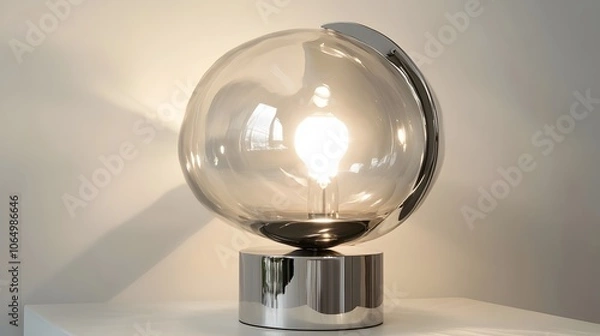 Fototapeta Modern Glass Table Lamp Elegant Design Bright Illumination Home Decor