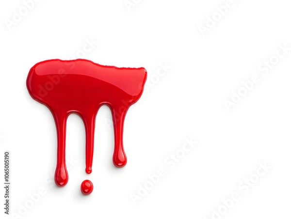 Obraz Red paint splashing, dripping isolated on white background