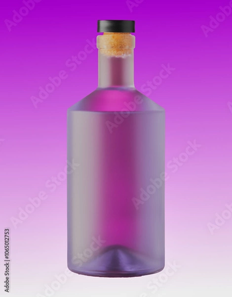 Fototapeta Gin bottle isolated on a purple gradient background.