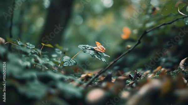 Obraz green leaves and flowers in the forest
